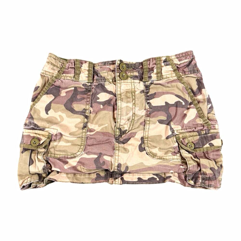 Vintage Y2K Abercrombie & Fitch Women’s Cargo Mini Skirt Camo Button Pockets XXS